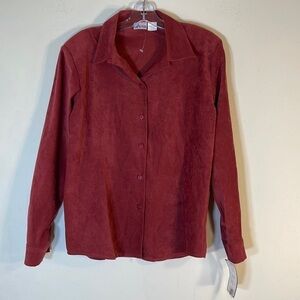 NWT. Anna Medium Cherry Tart Faux Suede Shirt Jacket Shacket.
